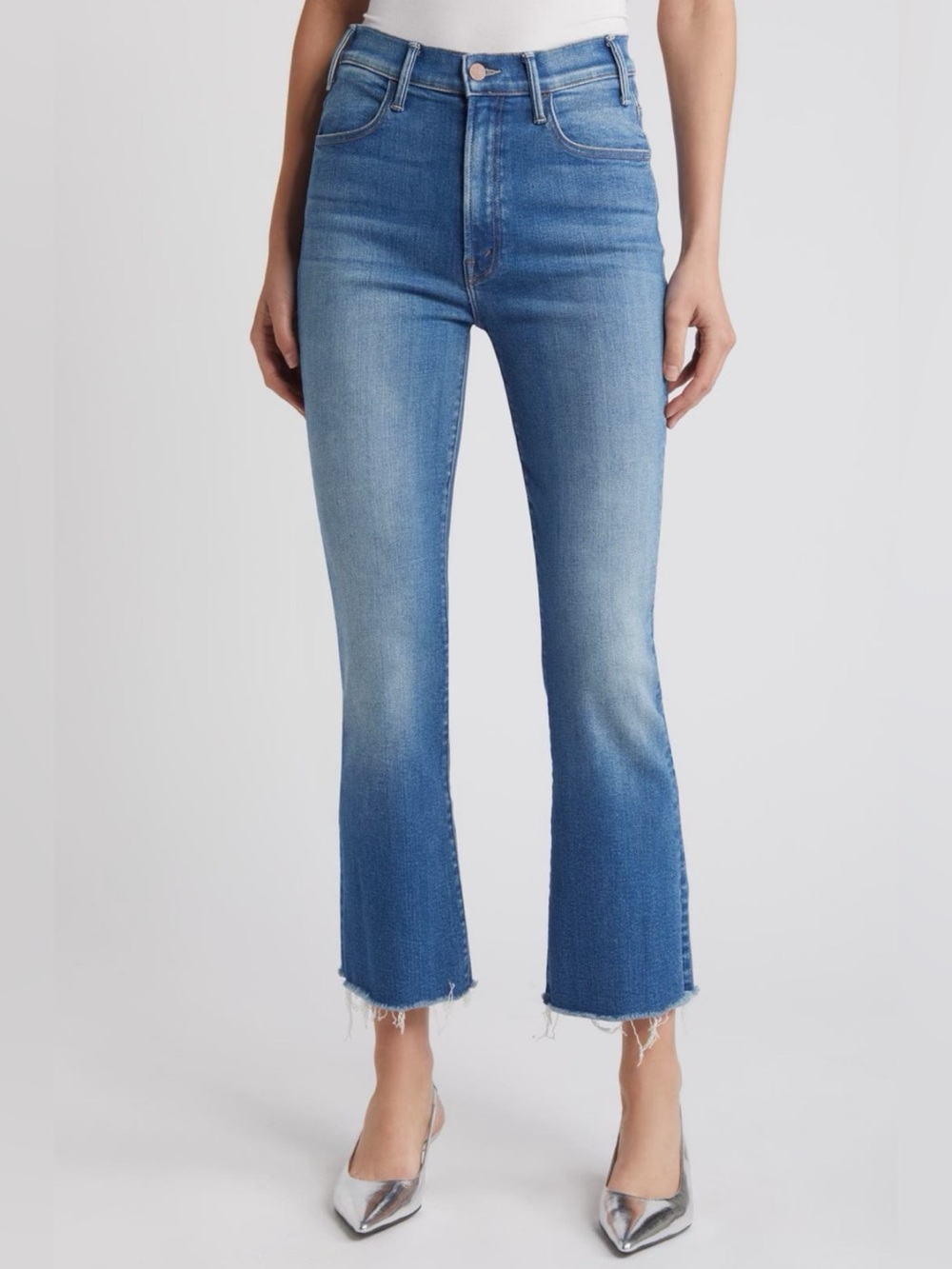 MOTHER The Hustler Frayed Ankle Jeans in Meet Cute Size 30